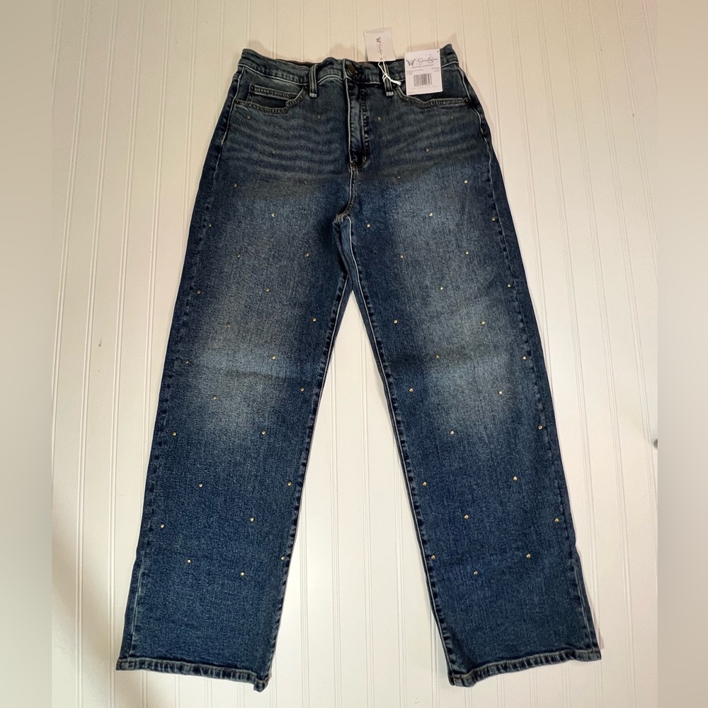 Jessica Simpson Size 8 Women's Wide Leg Boyfriend Studded Jeans NWT